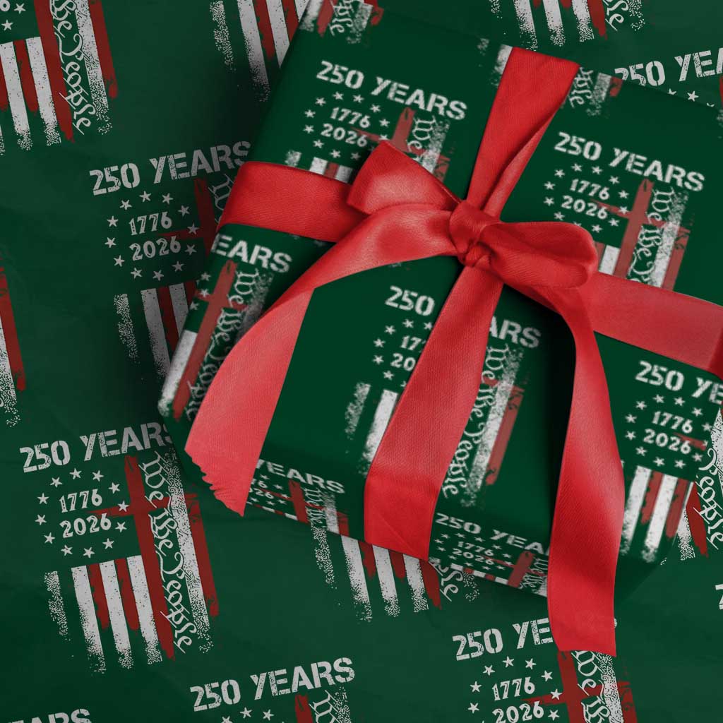 250 Years America Anniversary Christian USA Flag Wrapping Paper Roll