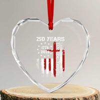 250 Years America Anniversary Christian USA Flag Heart Crystal Glass Ornament