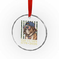 250 Years America Anniversary Crystal Glass Ornament Military Bulldog American Flag Camo