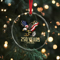 250 Years America Anniversary Crystal Glass Ornament Military Eagle American Flag Camo