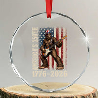 250 Years America Anniversary Crystal Glass Ornament Patriotic Bigfoot Playing Guitar 4th Of July