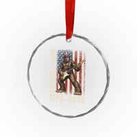 250 Years America Anniversary Crystal Glass Ornament Patriotic Bigfoot Playing Guitar 4th Of July