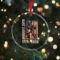 250 Years America Anniversary Crystal Glass Ornament Patriotic Bigfoot Playing Guitar 4th Of July