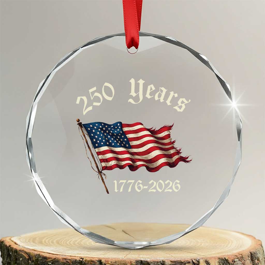 250 Years America Anniversary Crystal Glass Ornament Retro 250th Independence Day Freedom USA Flag - Wonder Print Shop