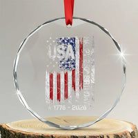 250 Years America Anniversary Flag Crystal Glass Ornament 4th of July Patriotic Independence Day
