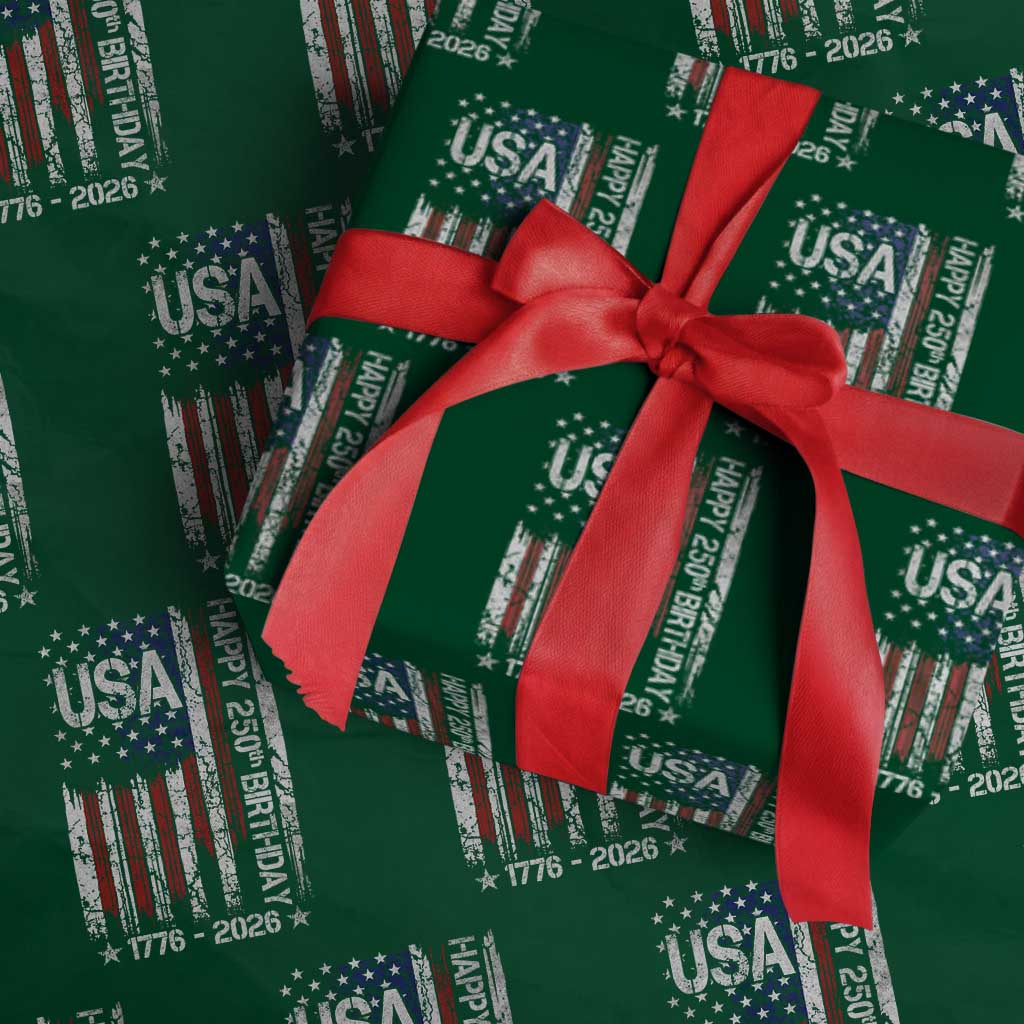 250 Years America Anniversary Flag Wrapping Paper Roll 4th of July Patriotic Independence Day