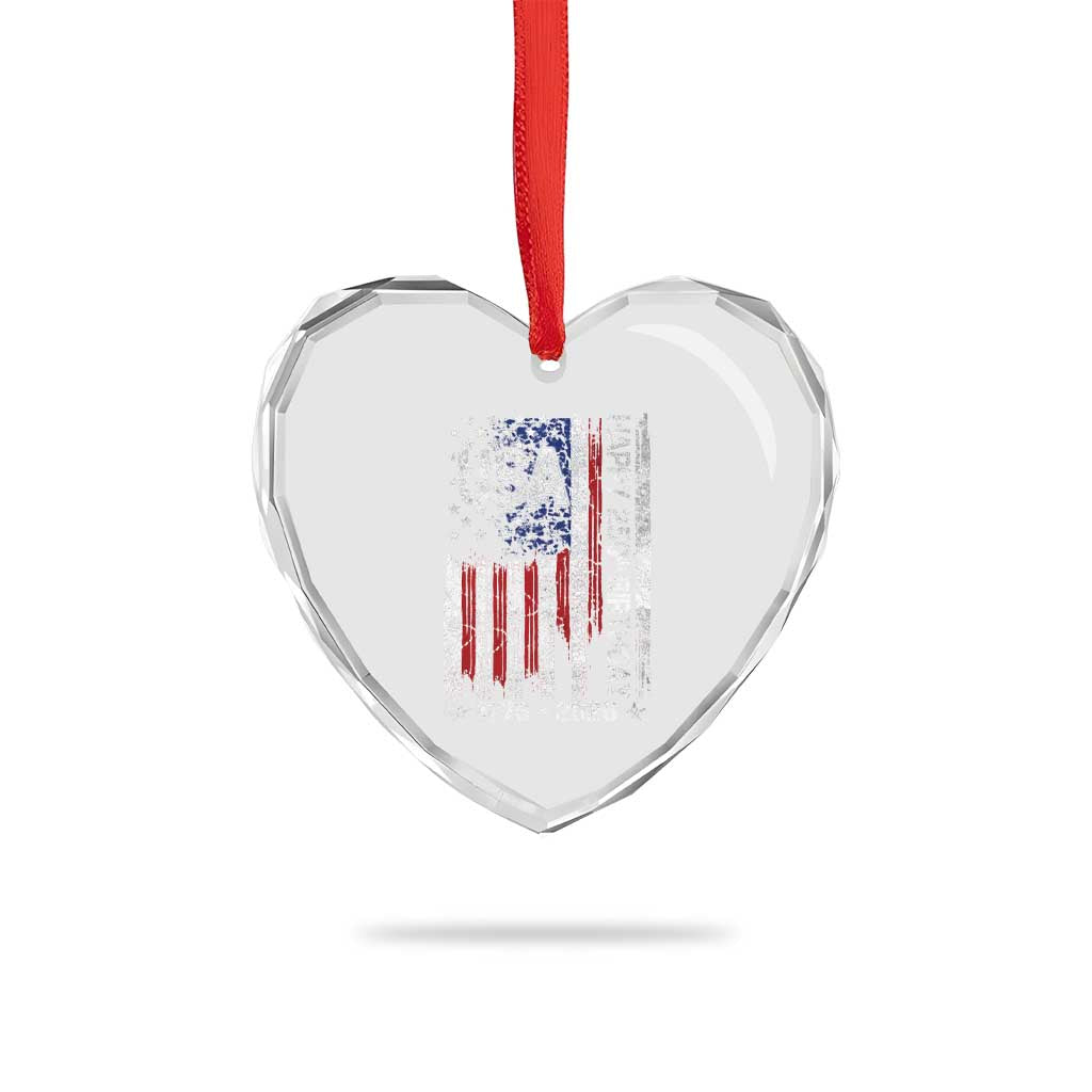 250 Years America Anniversary Flag Heart Crystal Glass Ornament 4th of July Patriotic Independence Day