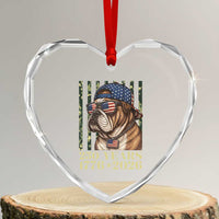 250 Years America Anniversary Heart Crystal Glass Ornament Military Bulldog American Flag Camo