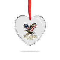 250 Years America Anniversary Heart Crystal Glass Ornament Military Eagle American Flag Camo