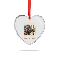 250 Years America Anniversary Heart Crystal Glass Ornament Vintage President Playing Guitar 4th of July