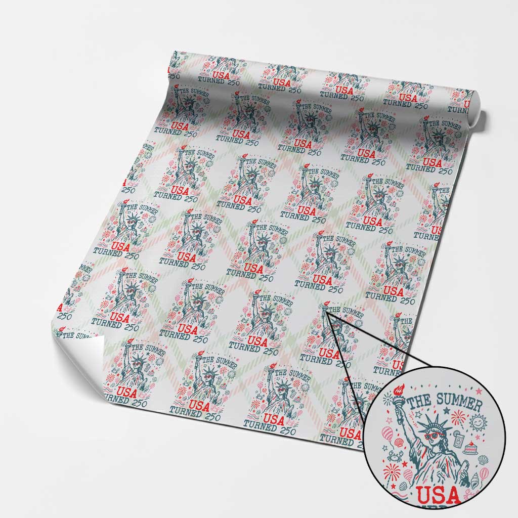 250 Years America Anniversary Statue of Liberty Wrapping Paper Roll The Summer USA Turned 250