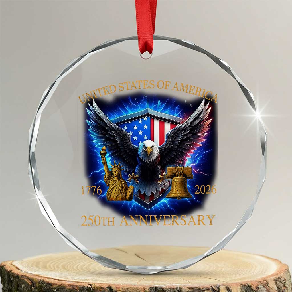 250 Years America Flag Crystal Glass Ornament Eagle 250th Anniversary USA Patriotic 1776 2026 TS10