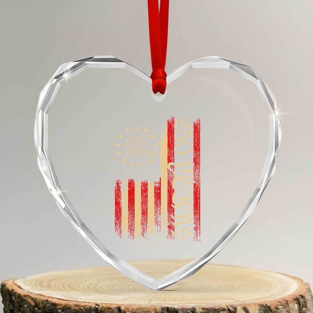 250 Years America Flag Heart Crystal Glass Ornament 250th Anniversary USA - Wonder Print Shop