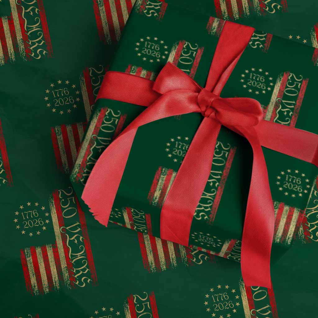 250 Years America Flag Wrapping Paper Roll 250th Anniversary USA - Wonder Print Shop