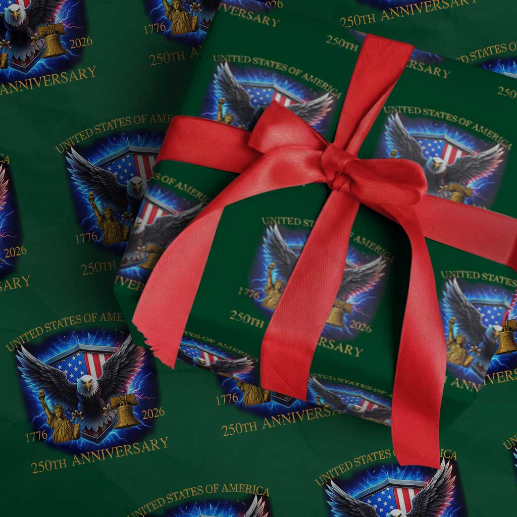 250 Years America Flag Wrapping Paper Roll Eagle 250th Anniversary USA Patriotic 1776 2026 - Wonder Print Shop