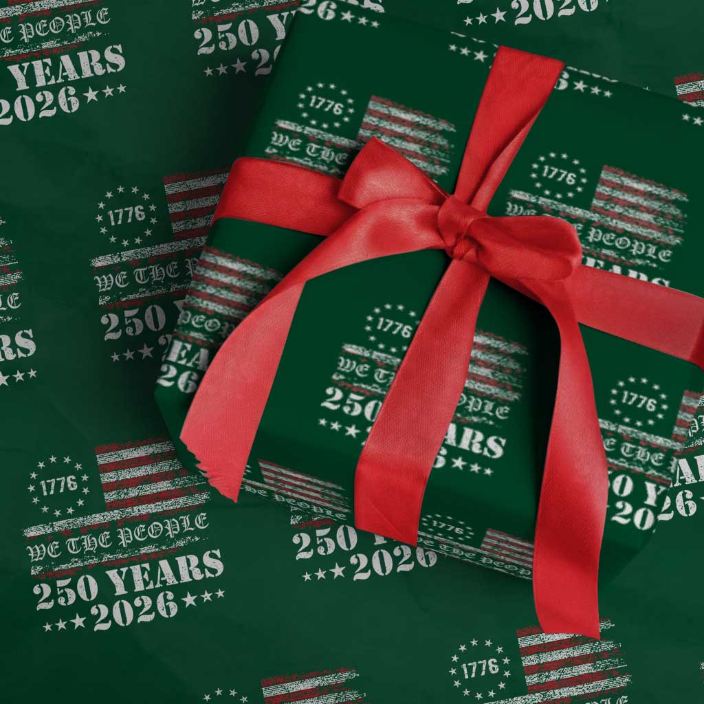 250 Years America Flag Wrapping Paper Roll USA 250th Anniversary Patriotic We The People 1776 2026 - Wonder Print Shop