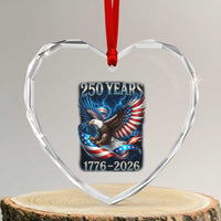 250 Years America Heart Crystal Glass Ornament Eagle and Flag 250th Anniversary USA Patriotic 1776 2026 - Wonder Print Shop