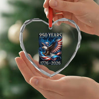 250 Years America Heart Crystal Glass Ornament Eagle and Flag 250th Anniversary USA Patriotic 1776 2026 - Wonder Print Shop