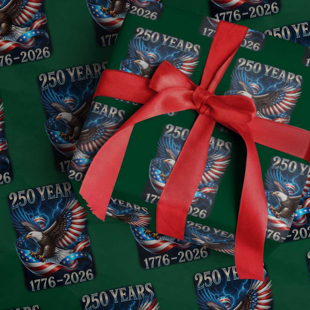 250 Years America Wrapping Paper Roll Eagle and Flag 250th Anniversary USA Patriotic 1776 2026 - Wonder Print Shop