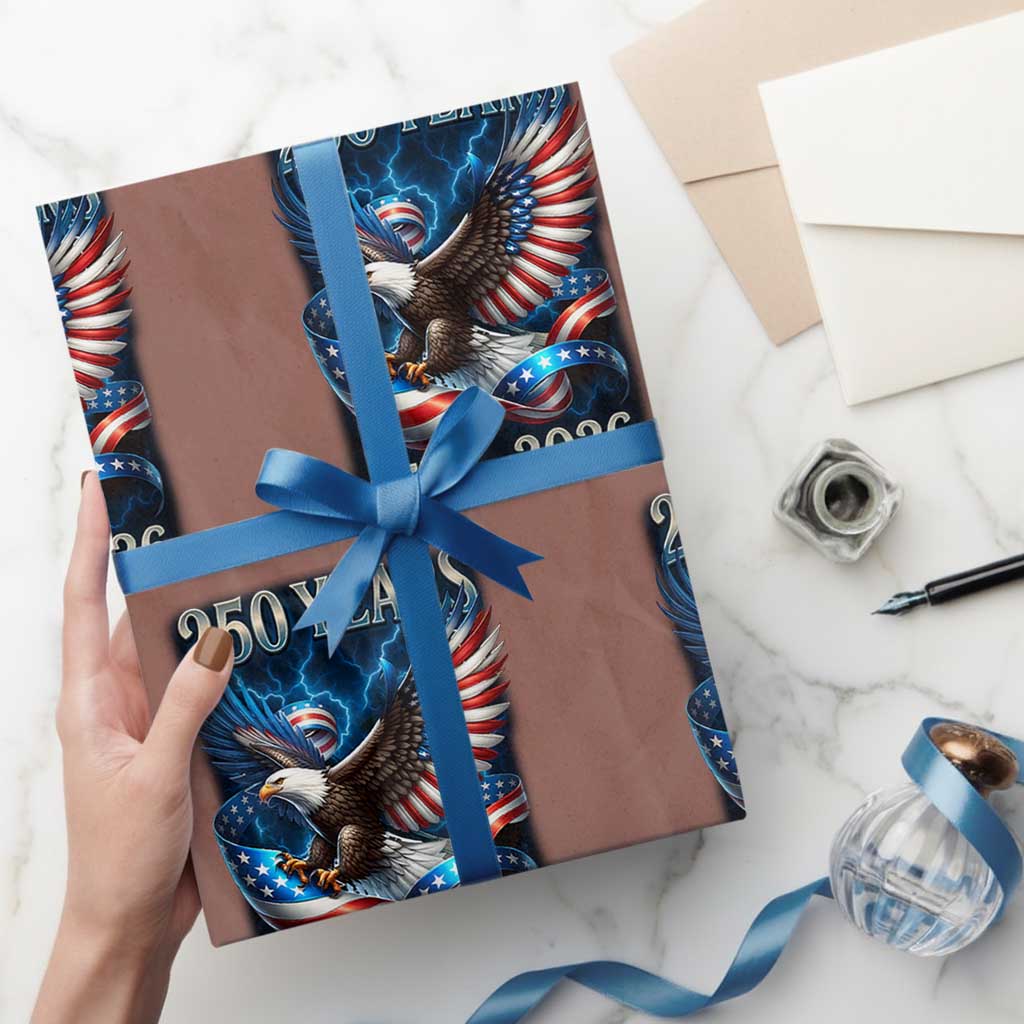 250 Years America Wrapping Paper Roll Eagle and Flag 250th Anniversary USA Patriotic 1776 2026 - Wonder Print Shop