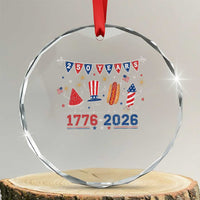 250 Years American 1776 2026 Crystal Glass Ornament Patriotic Watermelon Hotdog Firework 250th 4th July Independence Day