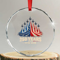 250 Years American 1776 2026 Crystal Glass Ornament USA 250th Anniversary 4th of July US Flag Jets