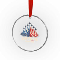250 Years American 1776 2026 Crystal Glass Ornament USA 250th Anniversary 4th of July US Flag Jets