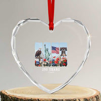 250 Years American 1776 2026 Heart Crystal Glass Ornament 250th 4th July Independence Day Eagle Statue of Liberty Flag