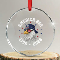 250 Years American Anniversary Crystal Glass Ornament Patriotic Bald Eagle Fourth of July