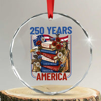 250 Years American Anniversary Crystal Glass Ornament Patriotic Book Reader 4th of July