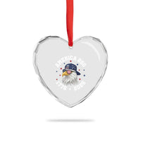 250 Years American Anniversary Heart Crystal Glass Ornament Patriotic Bald Eagle Fourth of July
