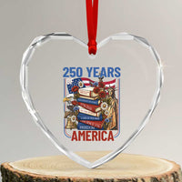 250 Years American Anniversary Heart Crystal Glass Ornament Patriotic Book Reader 4th of July