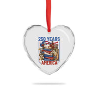 250 Years American Anniversary Heart Crystal Glass Ornament Patriotic Book Reader 4th of July
