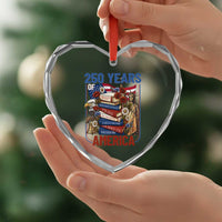250 Years American Anniversary Heart Crystal Glass Ornament Patriotic Book Reader 4th of July