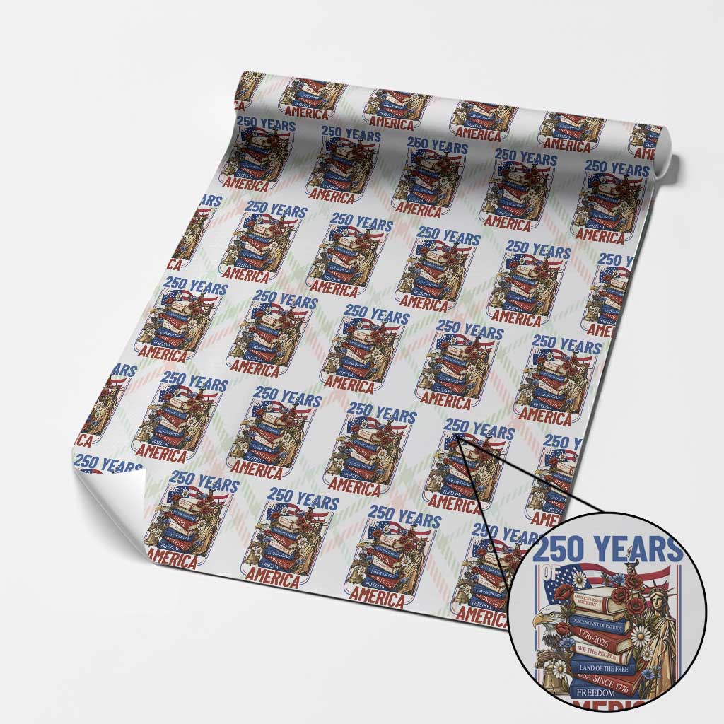 250 Years American Anniversary Wrapping Paper Roll Patriotic Book Reader 4th of July