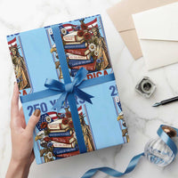 250 Years American Anniversary Wrapping Paper Roll Patriotic Book Reader 4th of July
