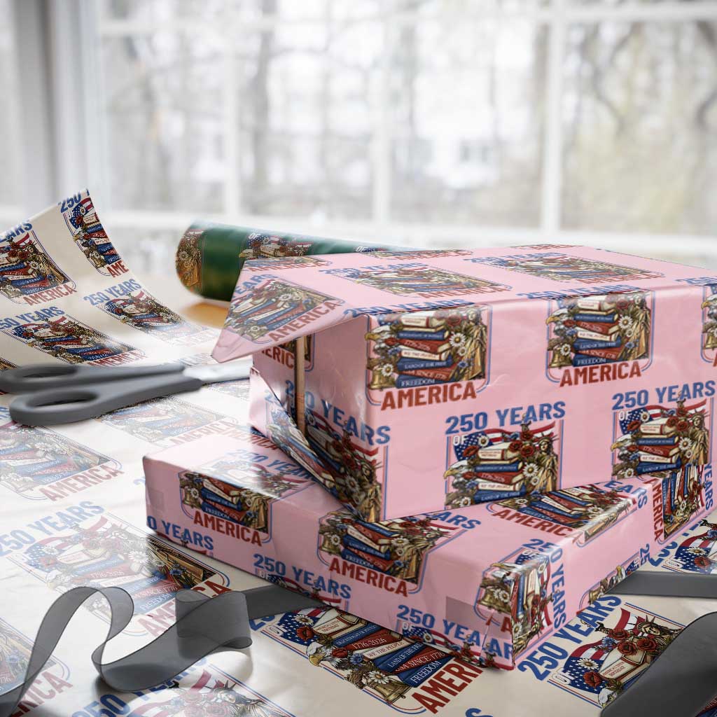 250 Years American Anniversary Wrapping Paper Roll Patriotic Book Reader 4th of July