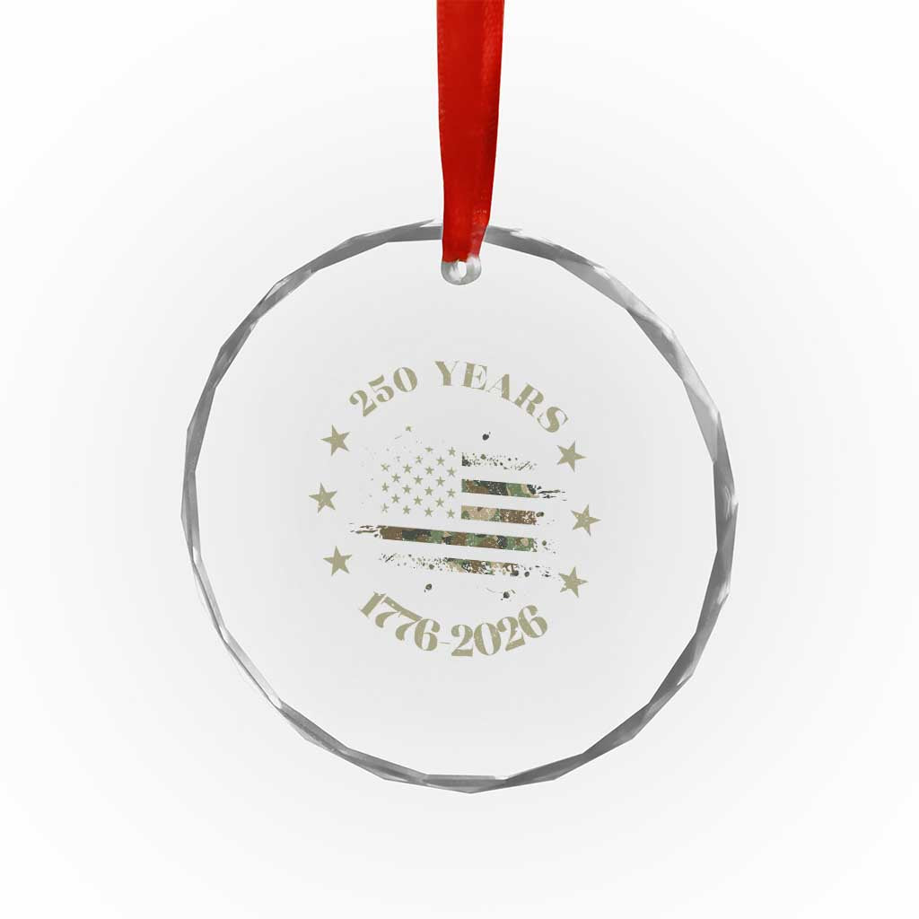 250 Years Anniversary Crystal Glass Ornament Camo American Flag Independence Day