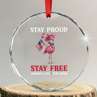 250 Years Anniversary Crystal Glass Ornament Flamingo 4Th Of July Patriotic USA Independence Flamerica