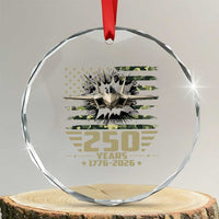 250 Years Anniversary Crystal Glass Ornament Patriotic Jet Fighter US Flag Camo