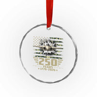 250 Years Anniversary Crystal Glass Ornament Patriotic Jet Fighter US Flag Camo