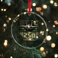 250 Years Anniversary Crystal Glass Ornament Patriotic Jet Fighter US Flag Camo