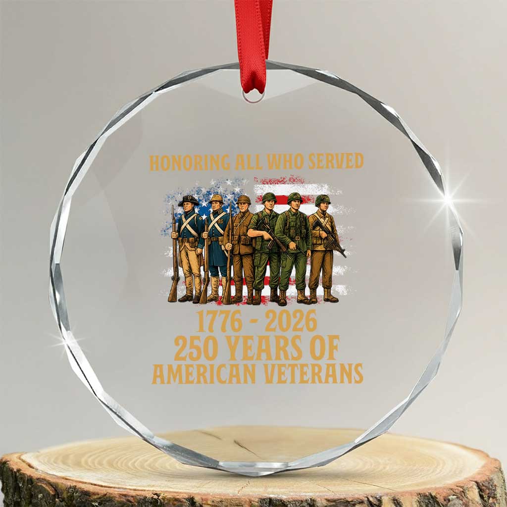 250 Years Anniversary Crystal Glass Ornament Patriotic USA Army Us Military