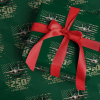 250 Years Anniversary Wrapping Paper Roll Patriotic Jet Fighter US Flag Camo