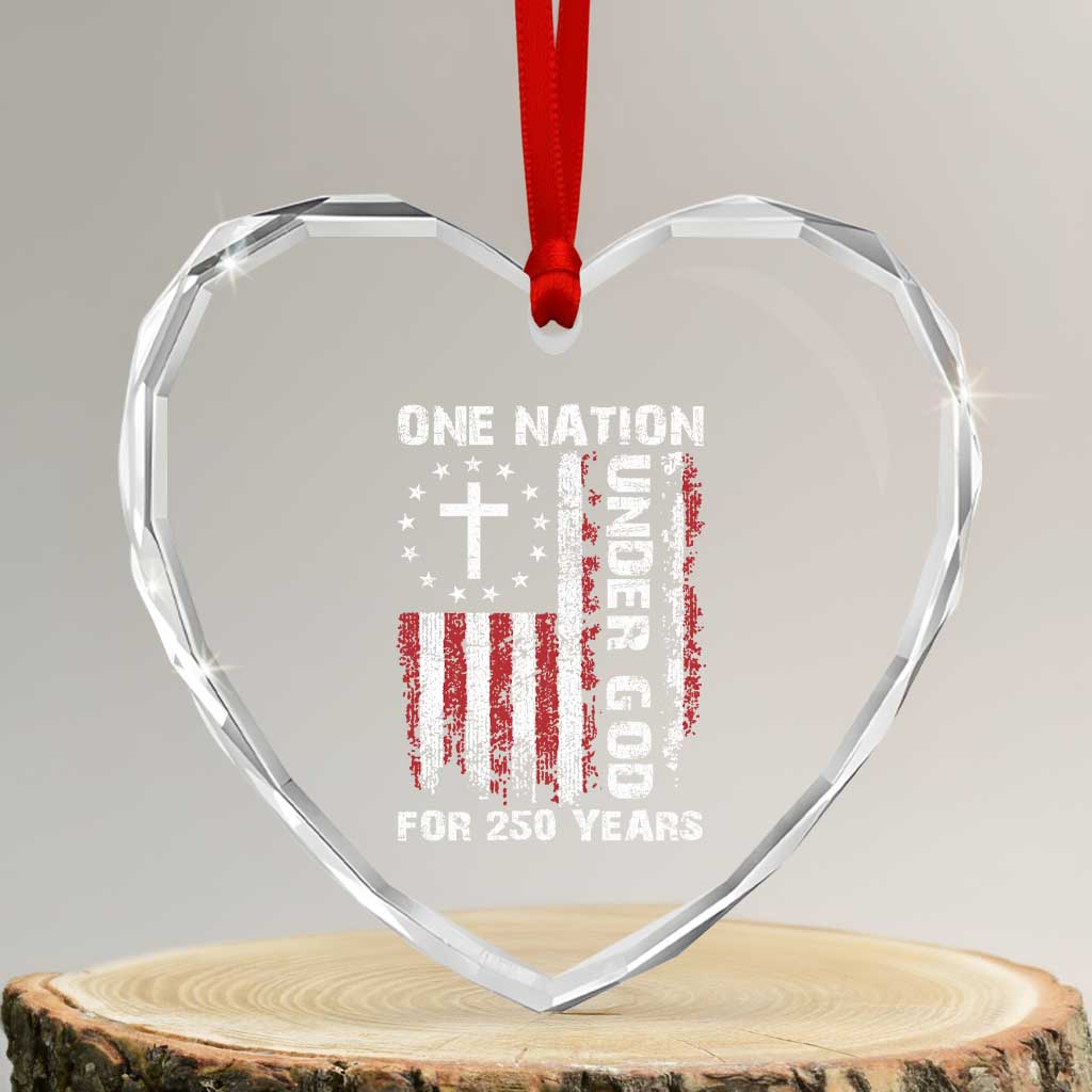 250 Years Anniversary Heart Crystal Glass Ornament 250th Independence Day Freedom One Nation Under God US Flag