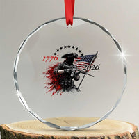 250 Years Anniversary Yankee Spirit Crystal Glass Ornament 1776 2026 Patriotic Tactical Minuteman Independence Day 4th July US Flag