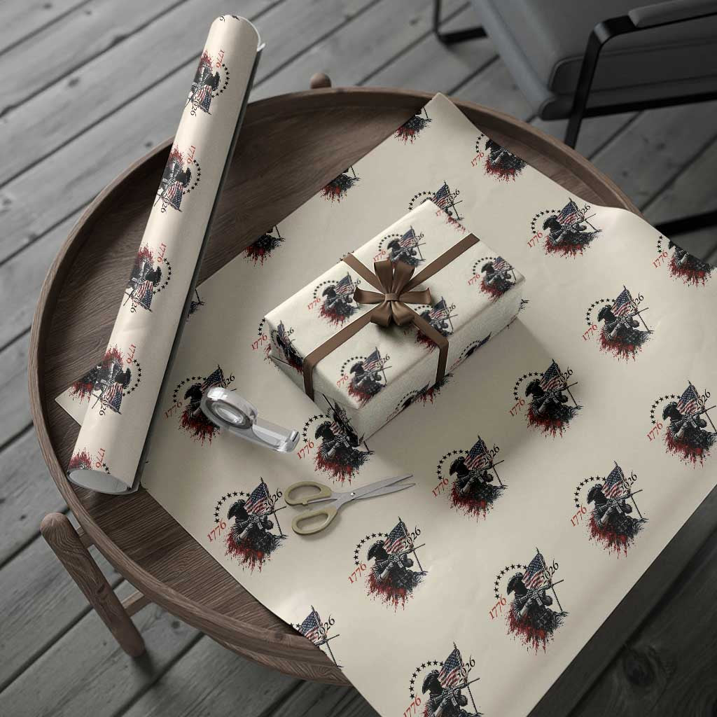 250 Years Anniversary Yankee Spirit Wrapping Paper Roll 1776 2026 Patriotic Tactical Minuteman Independence Day 4th July US Flag