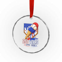 250 Years Baseball Ice Cream Drip 4th of July USA Flag Crystal Glass Ornament