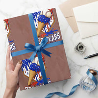 250 Years Baseball Ice Cream Drip 4th of July USA Flag Wrapping Paper Roll