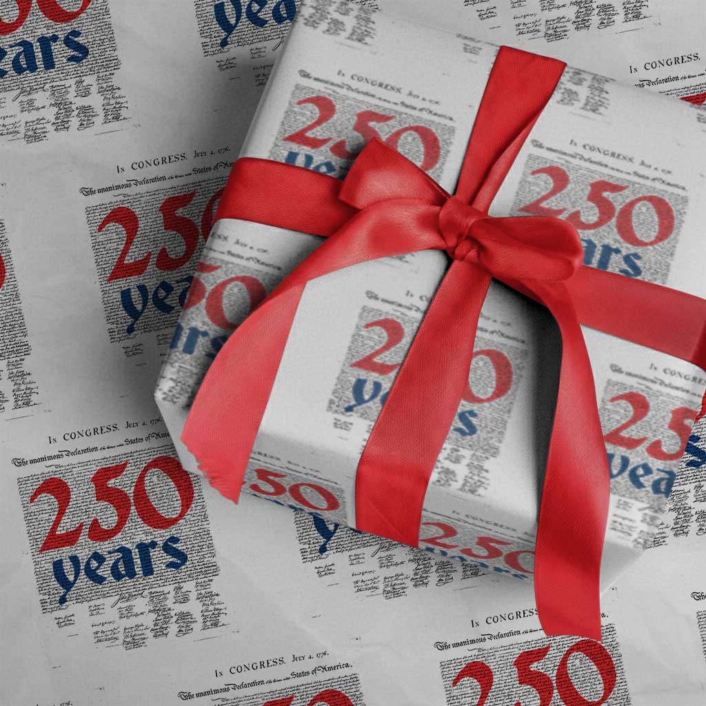 250 Years Declaration of Independence Wrapping Paper Roll Historic Patriotic 1776 to 2026 Semiquincentennial - Wonder Print Shop